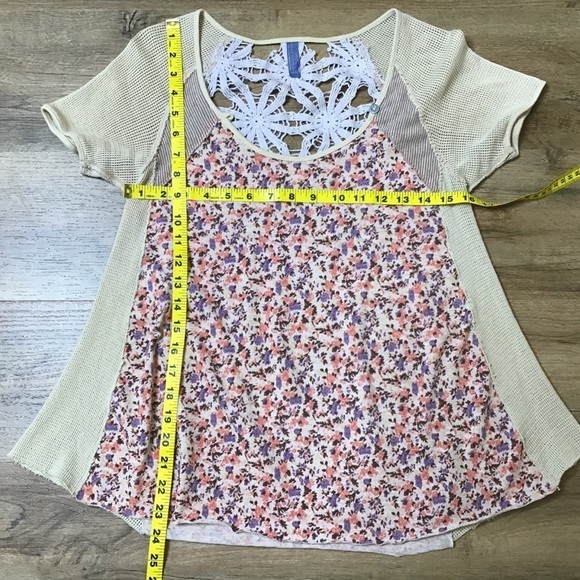 ANTHRO Free People Top Cottage Floral Print Cream Red Purple Size XS - Picture 12 of 12